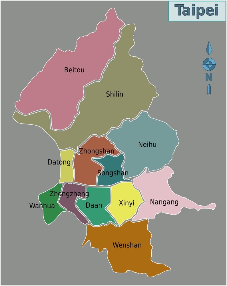 ತೈಪೆ ನಗರ ಜಿಲ್ಲೆಯ ನಕ್ಷೆ